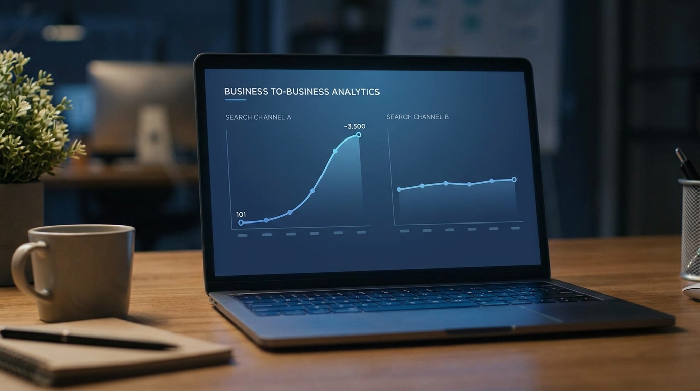 Illustrate the 35x Bing growth visually (generic, non-branded dashboard).
