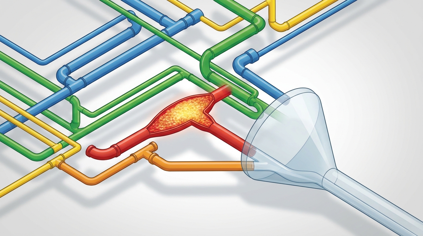 Structural limit in a single channel and relief through network redesign.